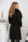 Palton din lana negru cambrat cu guler din blana ecologica - SunShine 2 - StarShinerS.ro