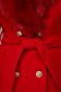 Palton din lana rosu cu un croi drept si guler din blana ecologica - SunShine 4 - StarShinerS.ro