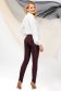 Pantaloni din piele ecologica visinii conici cu talie normala si buzunare in fata - PrettyGirl 2 - StarShinerS.ro