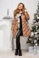 Beige jacket from slicker midi detachable hood with faux fur accessory 3 - StarShinerS.com