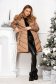 Beige jacket from slicker midi detachable hood with faux fur accessory 4 - StarShinerS.com