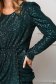 Darkgreen dress with sequins short cut pencil waist pleats 5 - StarShinerS.com
