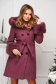 Purple coat wool tented detachable hood with faux fur accessory 4 - StarShinerS.com