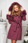 Purple coat wool tented detachable hood with faux fur accessory 2 - StarShinerS.com