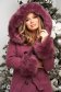 Purple coat wool tented detachable hood with faux fur accessory 1 - StarShinerS.com