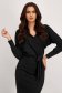 Black knitted pencil dress with elastic waist and crossover neckline - StarShinerS 6 - StarShinerS.com