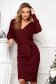 - StarShinerS burgundy dress knitted pencil with elastic waist wrap over front 1 - StarShinerS.com