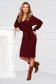 - StarShinerS burgundy dress knitted pencil with elastic waist wrap over front 3 - StarShinerS.com