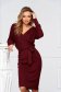 - StarShinerS burgundy dress knitted pencil with elastic waist wrap over front 2 - StarShinerS.com