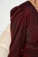 Burgundy dress pencil with padded shoulders frontal slit 6 - StarShinerS.com