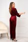 Burgundy jumpsuit velvet loose fit lateral pockets zipper fastening 5 - StarShinerS.com