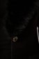 Palton din jacard cu imprimeu tip frunze negru cambrat cu guler din blana ecologica - Artista 6 - StarShinerS.ro