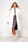 Palton din jacard cu imprimeu tip frunze ivoire cambrat cu guler din blana ecologica - Artista 3 - StarShinerS.ro