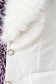 Palton din jacard cu imprimeu tip frunze ivoire cambrat cu guler din blana ecologica - Artista 5 - StarShinerS.ro