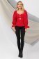 Red poplin blouse for women with a fitted cut and puffy sleeves - PrettyGirl 6 - StarShinerS.com