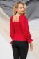 Red women`s blouse poplin with tented cut with puffed sleeves 2 - StarShinerS.com