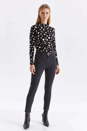 Trousers, Black trousers denim long conical high waisted - StarShinerS.com