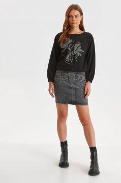 Black women`s blouse knitted loose fit with bright details