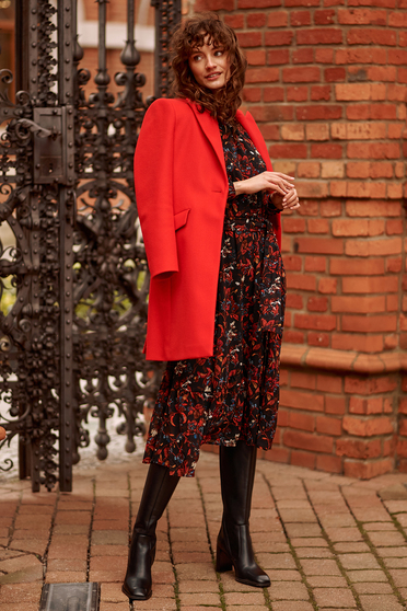 Dress from veil fabric midi cloche with elastic waist with puffed sleeves