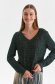 Darkgreen sweater knitted loose fit with sequin embellished details 2 - StarShinerS.com