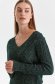 Darkgreen sweater knitted loose fit with sequin embellished details 4 - StarShinerS.com