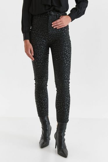 Skinny trousers, Black trousers conical high waisted accessorized with belt - StarShinerS.com