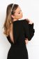 Black dress crepe pencil frontal slit with pearls 1 - StarShinerS.com
