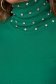 Bluza dama din tricot reiat verde mulata cu guler inalt si insertii din pietre strass - SunShine 6 - StarShinerS.ro