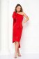 Red dress slightly elastic fabric midi pencil bow accessory one shoulder - StarShinerS 3 - StarShinerS.com