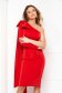 Red dress slightly elastic fabric midi pencil bow accessory one shoulder - StarShinerS 2 - StarShinerS.com