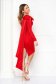 Red dress slightly elastic fabric midi pencil bow accessory one shoulder - StarShinerS 4 - StarShinerS.com