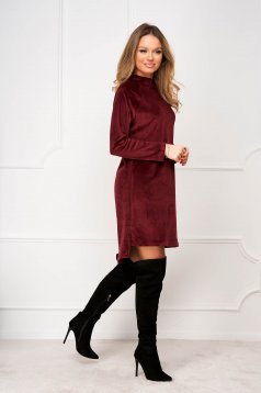 Dress burgundy straight velvet - StarShinerS