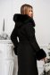 Palton din lana negru cambrat cu gluga detasabila accesorizat cu blana ecologica - SunShine 2 - StarShinerS.ro