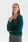 Bluza dama din material elastic verde-inchis cu croi larg si maneci bufante cu print - Top Secret 1 - StarShinerS.ro