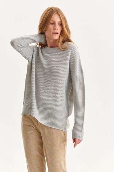 Casual jumpers, Grey sweater knitted loose fit - StarShinerS.com