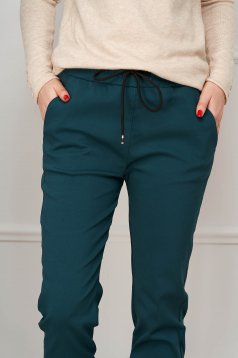 Dirty green trousers long elastic waist is fastened around the waist with a ribbon