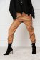 Beige trousers elastic waist from ecological leather conical 4 - StarShinerS.com