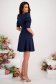 Navy Blue Short Cloche Dress from Slightly Elastic Fabric with Puffed Shoulders - StarShinerS 5 - StarShinerS.com