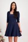 Navy Blue Short Cloche Dress from Slightly Elastic Fabric with Puffed Shoulders - StarShinerS 1 - StarShinerS.com