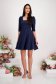 Navy Blue Short Cloche Dress from Slightly Elastic Fabric with Puffed Shoulders - StarShinerS 6 - StarShinerS.com