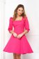 Fuchsia Stretchy Fabric Short Skater Dress with Puffed Shoulders - StarShinerS 1 - StarShinerS.com