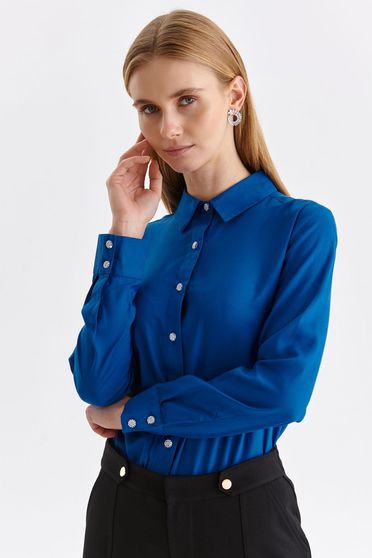 Női ingek, Női ing kék vékony anyag bő szabású - StarShiner.hu