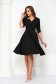 Rochie din stofa usor elastica neagra midi in clos cu decolteu petrecut tip rever - StarShinerS 3 - StarShinerS.ro