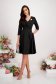 Black dress slightly elastic fabric midi cloche wrap over front - StarShinerS 1 - StarShinerS.com