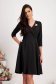 Black dress slightly elastic fabric midi cloche wrap over front - StarShinerS 4 - StarShinerS.com