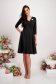 Black dress slightly elastic fabric midi cloche wrap over front - StarShinerS 6 - StarShinerS.com