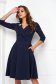 Dark blue dress slightly elastic fabric midi cloche wrap over front - StarShinerS 1 - StarShinerS.com