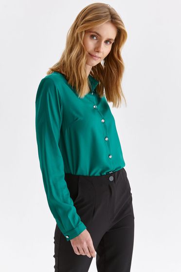 Camasi casual, Camasa dama din material subtire verde cu croi larg - Top Secret - StarShinerS.ro