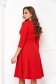 Red Midi Dress made from slightly elastic fabric with wrapover V-neckline - StarShinerS 3 - StarShinerS.com