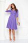 Purple dress slightly elastic fabric midi cloche wrap over front - StarShinerS 2 - StarShinerS.com